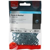 Timco zinc M6 Form A washers in clear packaging, 60 pieces, with red and blue branding.