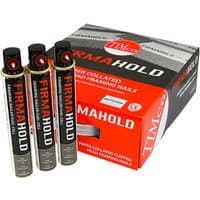 TIMCO Firmahold collated clipped head nails with ring shank, hot dipped galvanized, includes three fuel cells.