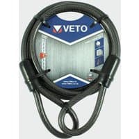 Black Timco LC3000 looped security cable, 15mm thick, 3m long, with protective plastic sleeves on loops.