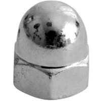 Hexagonal silver dome nut, A2 stainless steel, smooth rounded top, M6 size, shiny finish, set of 10 by TIMCO.