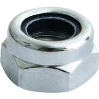 Zinc-plated M6 nylon nut by TIMCO, hexagonal shape with black nylon insert for secure fastening.