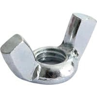 Zinc-plated M8 wing nut with two flat wings for hand tightening, shiny silver finish, by TIMCO.