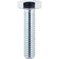 Silver zinc-plated TIMCO set screw, hex head, threaded shaft, M10 x 30mm, Grade 8.8, box of 200.