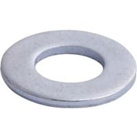 Zinc M10 Timco Form A Washer, circular metal disc with central hole, smooth silver finish.