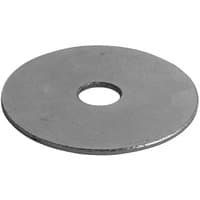 Silver stainless steel penny washer, flat and circular with a central hole, M8 x 35 size.
