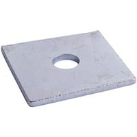 Square zinc plate washer, M16 x 50 x 50 x 3mm, with central hole, smooth surface, by TIMCO, box of 100.