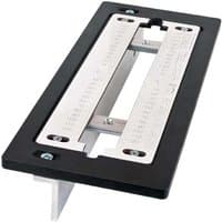 Black and silver Trend Adjustable Lock Jig with measurement markings and screw holes.