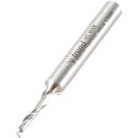 Silver Trend aluminium UPVC single flute helical upcut cutter with engraved branding and spiral cutting edge.