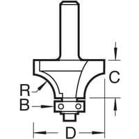 Black and white diagram of Trend Bearing Guided Glazing Bar Cutter with cylindrical shank and curved cutting edge.