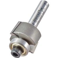 Trend Bearing Guided Rebate Set Router Cutter, silver with cylindrical shank and circular bearing at the base.