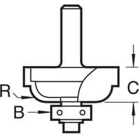 Trend Cavetto router bit, 4.8mm radius, with a 1/4-inch shank, silver finish, and curved cutting edge.