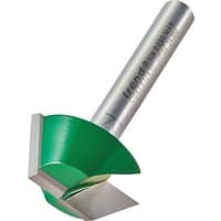 Chamfer router bit by Trend, silver shaft, green cutting edge, 60-degree angle, engraved branding.