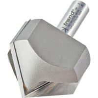 Chamfer V Groove Cutter by Trend, silver with 45-degree angle, cylindrical shank, engraved branding.