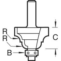 Router bit with 6.3mm radius, ogee profile, silver finish, cylindrical shank, and detailed cutting edge design.