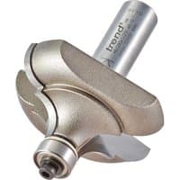 Trend Classic Style Bearing Guided Router Cutter with silver cylindrical shank and curved cutting edges.