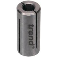 Steel Trend collet sleeve, cylindrical with a slit, engraved "trend," fits 10mm to 12mm, used for tool adjustments.