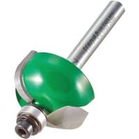 Green and silver Trend CRAFTPRO Radius Bearing Guided Router Cutter with cylindrical shank and curved cutting edge.