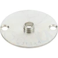 Round silver Trend guide bush, 11.1mm diameter, with central hole and two side holes for mounting.