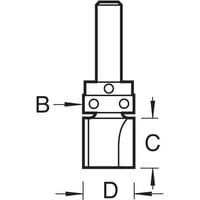 Trend guided profiler with 9.5mm diameter, 25mm cutting length, cylindrical shank, and ball bearing guide.