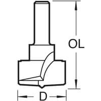 Trend Hinge Sinking tool, 35mm diameter, cylindrical shank, sharp cutting edge, technical diagram style.