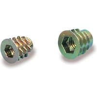 Hexagonal brass wood inserts with threaded exterior and internal M6 threading, pack of 10.