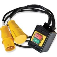 Black Trend No Volt Release Switch 115V with yellow plugs and red-green buttons on a black box.