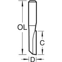 Black and white diagram of Trend single flute cutter, 6.3mm diameter, 25.4mm cut length, with labeled dimensions.