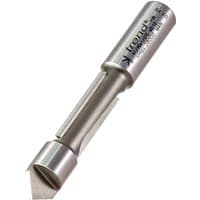Trend Pierce and Trim Two Flute Router Cutter, silver with engraved text, sharp dual cutting edges.