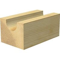 Wooden block with a semi-circular groove, showcasing the Trend Radius 1.6mm radius x 3.2mm diameter router bit cut.