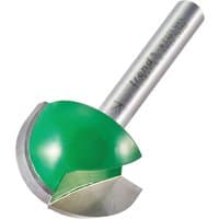 Trend Radius cutter with green half-sphere tip, silver shaft, 12.7mm radius, 25.4mm diameter.