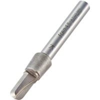 Router bit with silver cylindrical shank, engraved text, and cutting edge, 3.2mm radius, 6.3mm diameter.