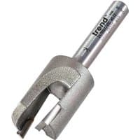 Silver Trend Router Plug Maker with cylindrical shank and cutting blade, designed for precision woodworking tasks.