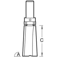 Trend shank mounted bearing guided door cutter with 3-degree leading edge, cylindrical shank, and sharp cutting blade.