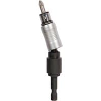Silver and black Trend Snappy Off Set Screwdriver Bit Holder with adjustable pivoting head and hex shank.
