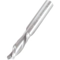 Trend spiral down-cut bit, 8mm diameter, silver finish, single flute, cylindrical shank.