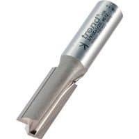 Silver Trend two flute cutter, 12.7mm diameter, cylindrical shank, engraved text, sharp cutting edges.
