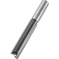 Two flute cutter, 14mm diameter, 70mm cut length, silver and black finish, cylindrical shank by Trend.