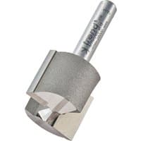Trend two flute cutter, 23mm diameter, silver with engraved branding on shank, sharp cutting edges.