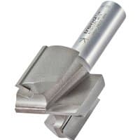 Two flute cutter with 35mm diameter, silver finish, cylindrical shank, and sharp cutting edges by Trend.