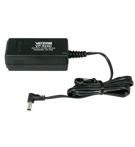 Black wall mount power supply with a 600 mA output, featuring a rectangular design, a connector at one end, and a long cable for easy installation.