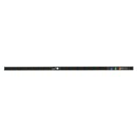 Black Vertiv Geist power distribution unit with multiple outlets and colored indicator lights on a slim, long strip.
