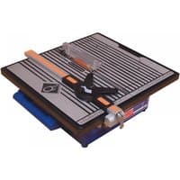 Vitrex Power Pro Wet Saw 750W with black and silver striped cutting surface and orange guide rail.
