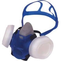 Blue Vitrex Twin Filter Respirator with white filters and adjustable blue head strap.