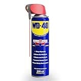 WD-40 blue spray can with yellow logo, red dual-action Smart Straw, 250ml, for lubrication and protection.