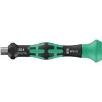 Wera Kraftform 1014 Micro Bit Holding Screwdriver, black and green handle with ergonomic grip and bit holder.