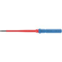 Red and blue Wera Kraftform Kompakt 64 I VDE insulated hex plus screwdriver blade with ergonomic handle.