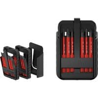 Wiha Slimbit Electric 15 Piece Screwdriver Bit Set with red and black bits in a compact black case.