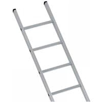 Silver Zarges industrial single aluminium ladder, 2.49m, 8 rungs, with black end caps.