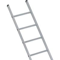 Silver Zarges aluminium ladder with 16 rungs and stabiliser bar, extending to 4.73 meters.