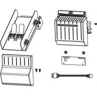 Zebra printer/scanner spare part Cutter, rectangular shape, metal finish, includes screws and connector cable.